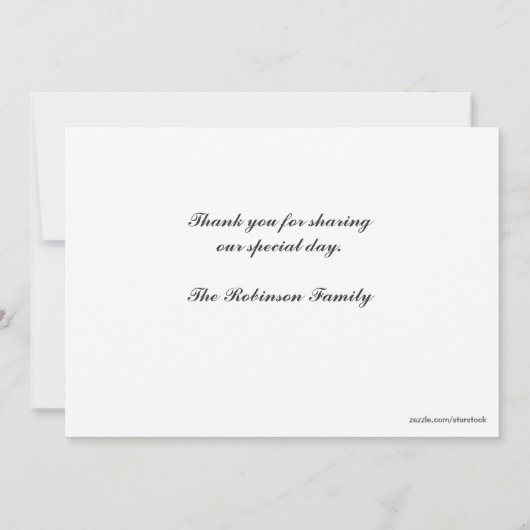 宗教用ラム、十字、青いフローラ写真カード サンキューカード (裏面)