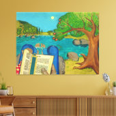 宗教画 – ヘブライ語の聖書の詩篇1篇 キャンバスプリント (インサイチュ (リビング))