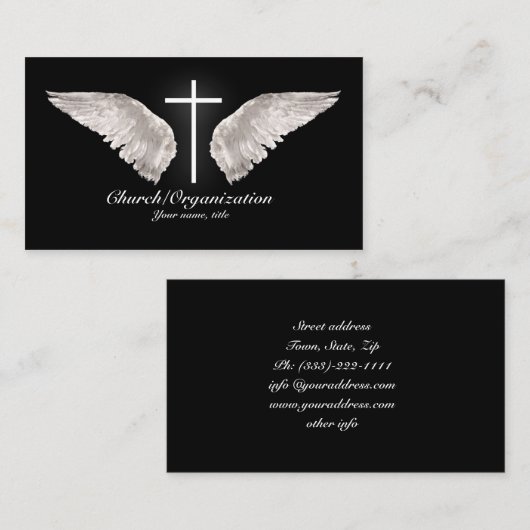 宗教白い十字の天使によっては名刺が飛びます 名刺 (正面/裏面)