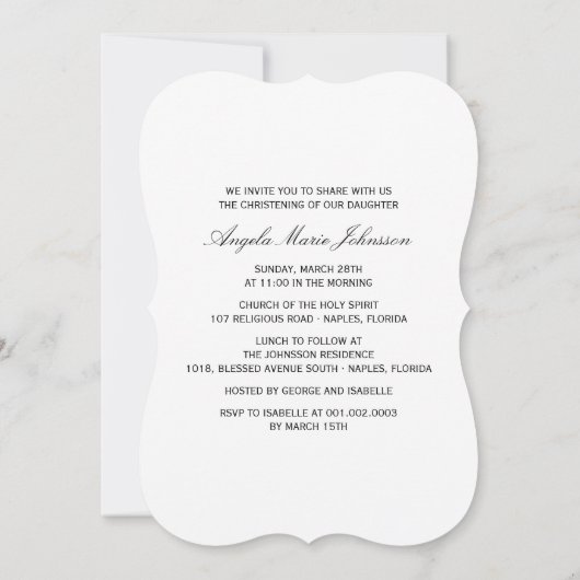 宗教白い原稿がある《キリスト教》洗礼式や命名式の十字の写真 招待状 (裏面)