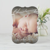 宗教白い原稿がある《キリスト教》洗礼式や命名式の十字の写真 招待状 (スタンド正面)