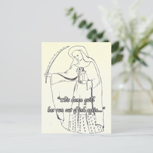 宗教的おもしろいグリーティングカードクイル誕生日おもしろい ポストカード (スタンド正面)