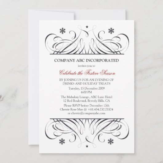 宗教的ではない休日の法人パーティー 招待状 (正面)