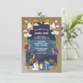 宗教的なアーチクリスマス出生シーンパーティーインヴィ 招待状 (スタンド正面)