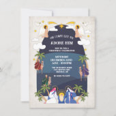 宗教的なアーチクリスマス出生シーンパーティー 招待状 (正面)