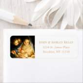 宗教的なイエス、メアリー、天使のクリスマスラベル ラベル (インサイチュ)