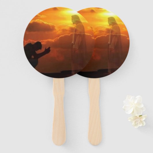 宗教的なイエズスのハンドファン ハンドファン (正面&裏面)