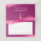 宗教的なイベント金ゴールド箔クロスダークピンク梅 プレイスカード (外部開封)