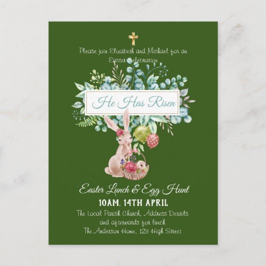 宗教的なイースターの招待状　予算に優しい ポストカード (正面)