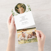 宗教的なイースターフォトホワイトリリー祈りの言葉 オールインワン招待状 (貼ってはがせる)