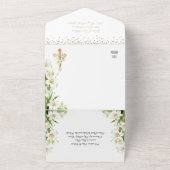 宗教的なイースターフォトホワイトリリー祈りの言葉 オールインワン招待状 (外側)