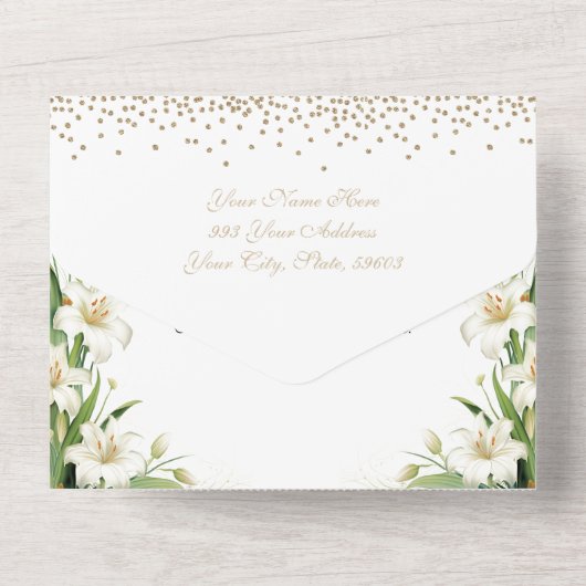 宗教的なイースターフォトホワイトリリー祈りの言葉 オールインワン招待状 (裏面)