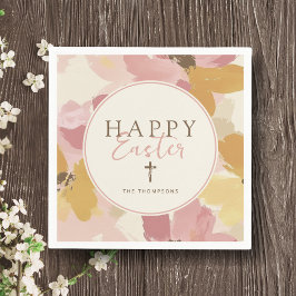 宗教的なイースターブランチモダンピンクフローラ スタンダードカクテルナプキン