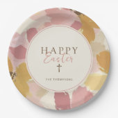 宗教的なイースターブランチモダンピンクフローラ ペーパープレート (正面)