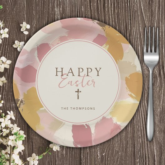 宗教的なイースターブランチモダンピンクフローラ ペーパープレート