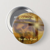宗教的なイースターボタン"彼は上昇している" 缶バッジ (正面&裏面)