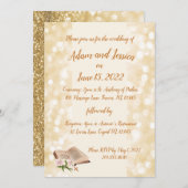 宗教的なエレガントなクラシックゴールドデザインのウェディング 招待状 (正面/裏面)