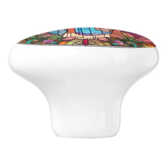 宗教的なエレガントステンドグラスフェイクイエス セラミックノブ (側面)