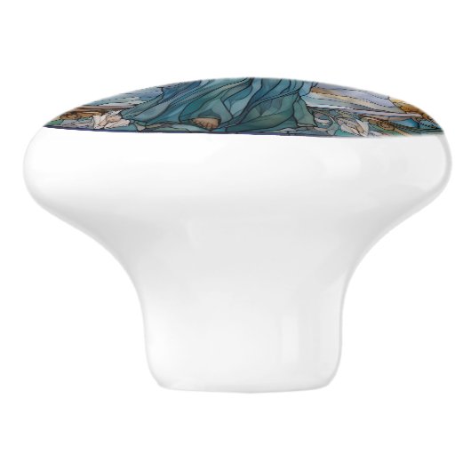 宗教的なエレガントステンドグラスフェイクエンジェル セラミックノブ (側面)