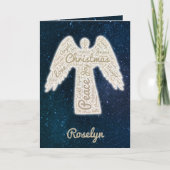宗教的なカスタム休日金ゴールドエンジェルのクリスマスカード シーズンカード (正面)