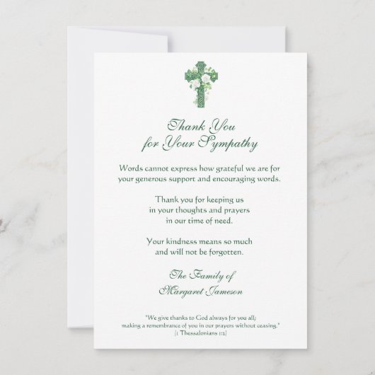 宗教的なカトリックのアイルランドのケルト派の弔意 サンキューカード (裏面)