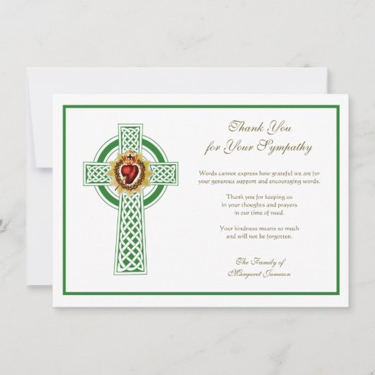 宗教的なカトリックのアイルランドのケルト派の弔意 サンキューカード (正面)