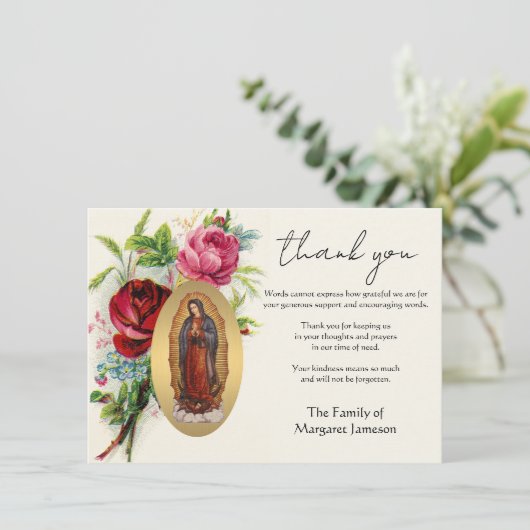 宗教的なカトリックのグアダルーペ哀悼の意 サンキューカード (スタンド正面)