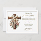 宗教的なカトリックの十字架フローラ サンキューカード (正面)