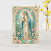 宗教的なカトリックの母メアリーメモリア祈りの言葉 カード (黄色い花)