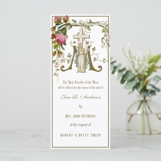 宗教的なカトリック教会のレクイエム葬儀のミサ カード (スタンド正面)