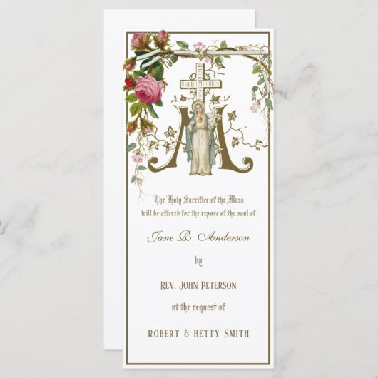 宗教的なカトリック教会のレクイエム葬儀のミサ カード (正面/裏面)