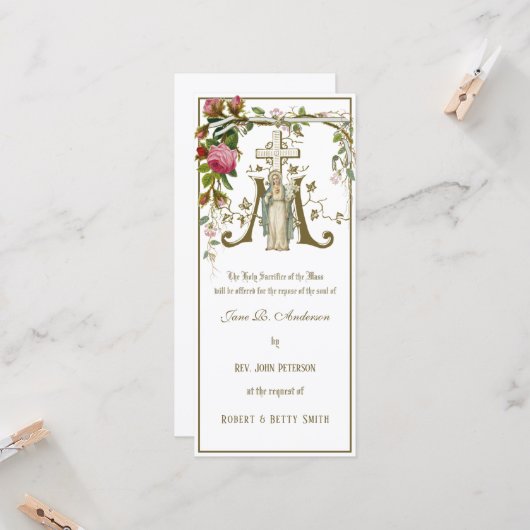 宗教的なカトリック教会のレクイエム葬儀のミサ カード (正面/裏面インサイチュ)