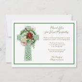 宗教的なカトリック教会の十字架バラの哀悼 サンキューカード (正面)