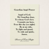 宗教的なガーディアンエンジェル祈りの言葉ヴィンテージ神聖カード (裏面)