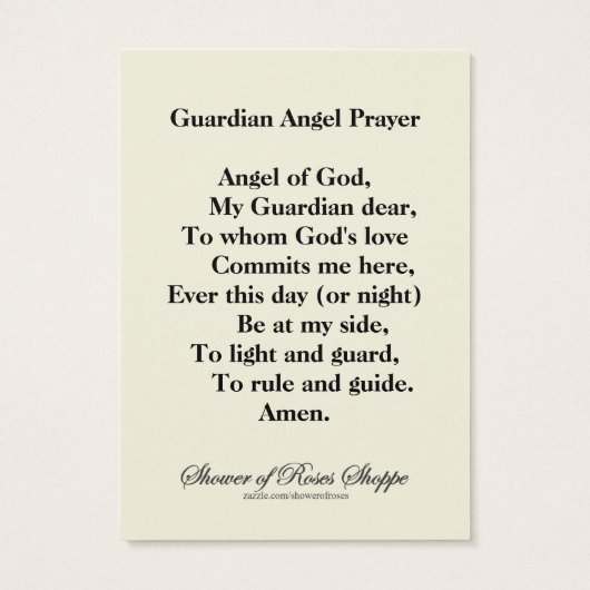 宗教的なガーディアンエンジェル祈りの言葉ヴィンテージ神聖カード (裏面)
