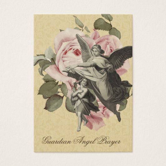 宗教的なガーディアンエンジェル祈りの言葉ヴィンテージ神聖カード (正面)