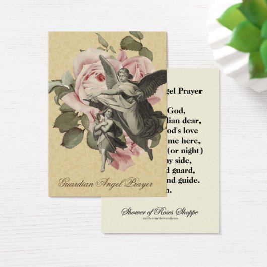 宗教的なガーディアンエンジェル祈りの言葉ヴィンテージ神聖カード (デスク)