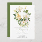 宗教的なキリスト教の十字架 リリー イースター ブランシュ 招待状 (正面/裏面)