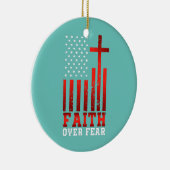 宗教的なキリスト教アメリカ国旗への恐怖に対する信仰 セラミックオーナメント (右)