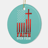 宗教的なキリスト教アメリカ国旗への恐怖に対する信仰 セラミックオーナメント (左)