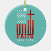 宗教的なキリスト教アメリカ国旗への恐怖に対する信仰 セラミックオーナメント (裏面)