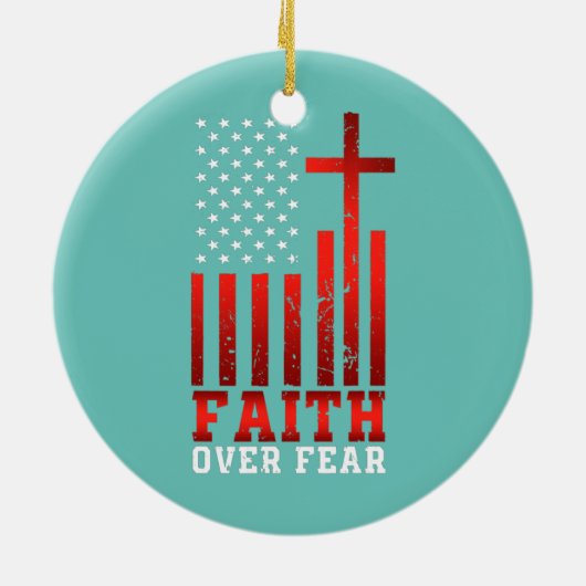 宗教的なキリスト教アメリカ国旗への恐怖に対する信仰 セラミックオーナメント (裏面)