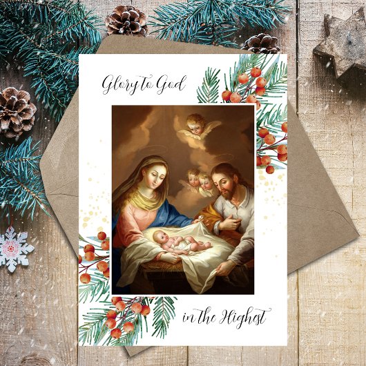 宗教的なキリスト教家族の写真メリークリスマス シーズンカード