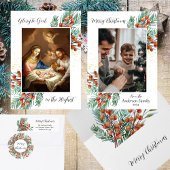 宗教的なキリスト教家族の写真メリークリスマス シーズンカード