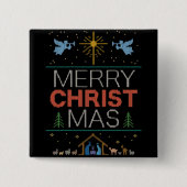 宗教的なキリスト教醜いメリークリスマスセーター 缶バッジ (正面)
