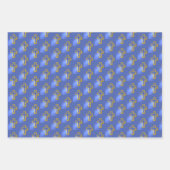 宗教的なクリスチャンゴールデンクロス薄紫ブルーイースター ラッピングペーパーシート (正面3)