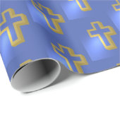 宗教的なクリスチャンゴールデンクロス薄紫ブルーイースター ラッピングペーパー (ロールコーナー)
