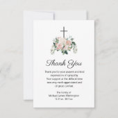 宗教的なクリスチャンピンクフローラ葬儀ありがとう サンキューカード (正面)