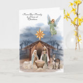 宗教的なクリスマスのイエス・マリア・ヨセフの水彩画 カード (黄色い花)