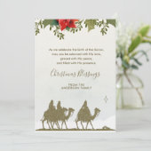 宗教的なクリスマスの三賢士 ポインセチア シーズンカード (スタンド正面)